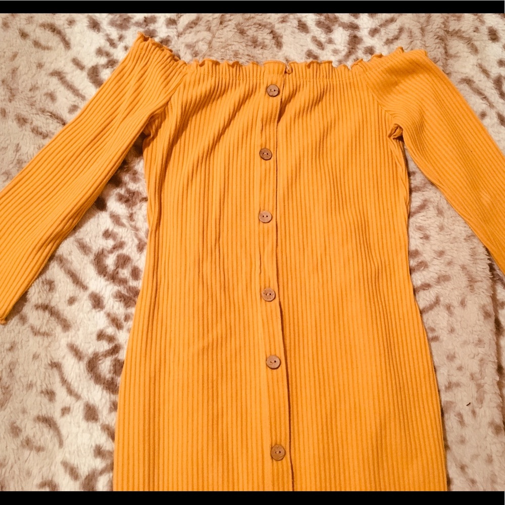 Off the shoulder Mustard yellow dress